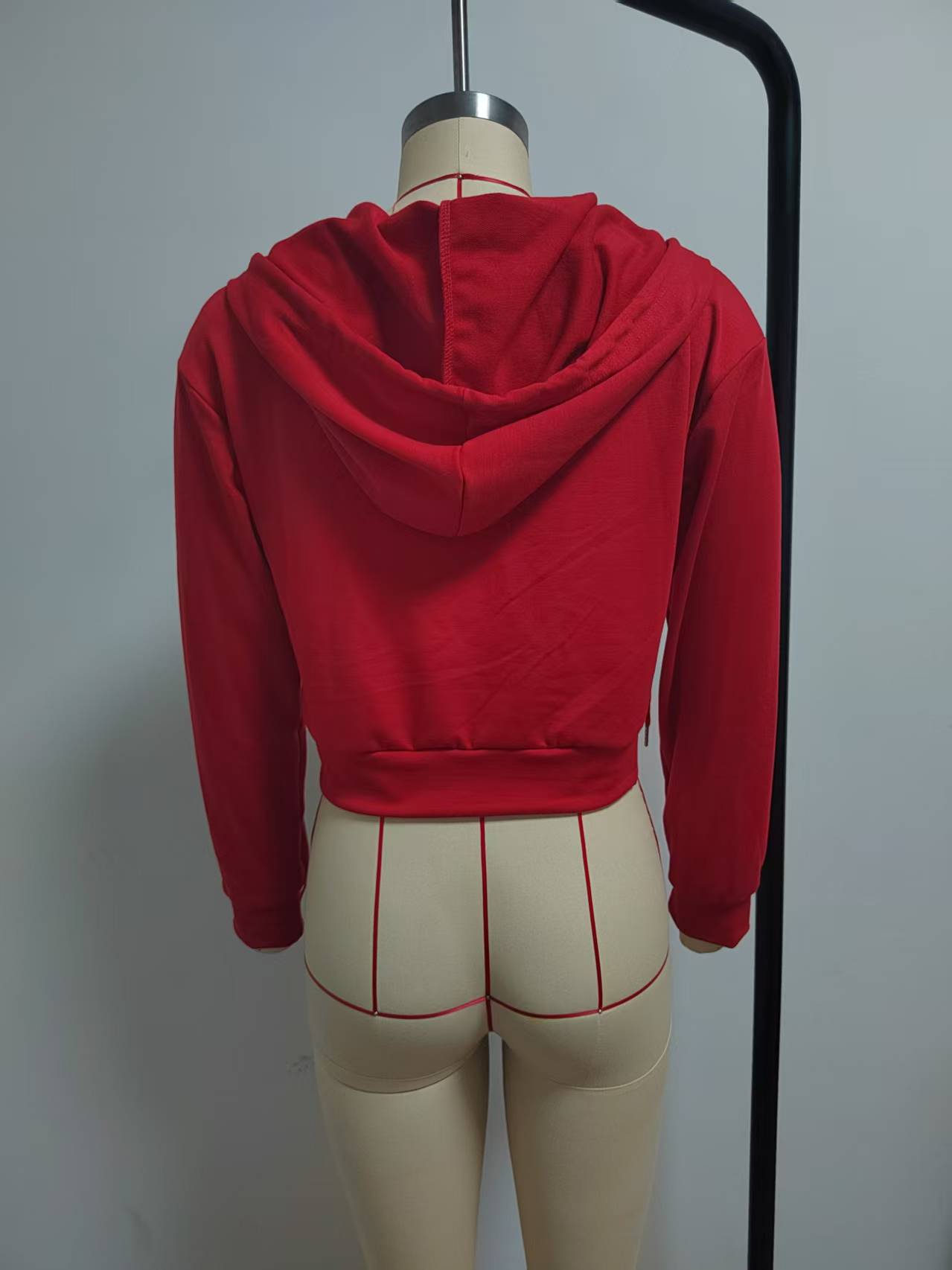 Women's Half-Zip Hooded Crop Sweatshirt in White