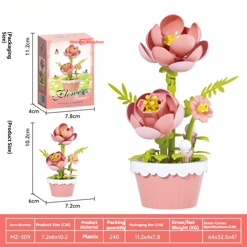 Succulent Potted Plant Assembly Building Block Toy