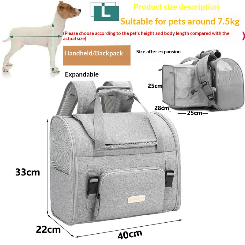 Breathable Portable Large-capacity Cat And Dog Pet Carrier Backpack - Breathable Portable Large-capacity Cat And Dog Pet Carrier Backpack Gray