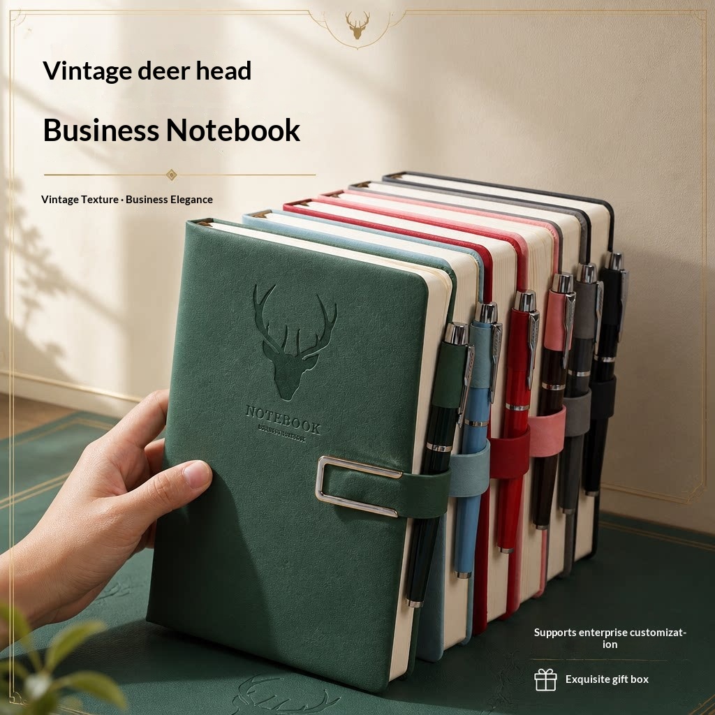 A5 Thickened Notebook With A Deer-head Buckle