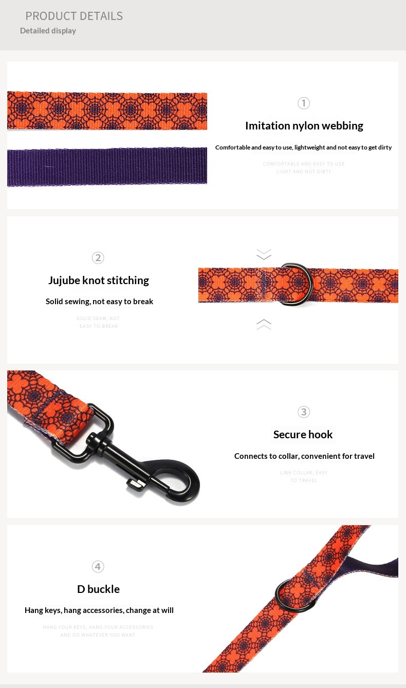 Comfortable Nylon-imitation Pet Dog Collar And Leash detail photo 5