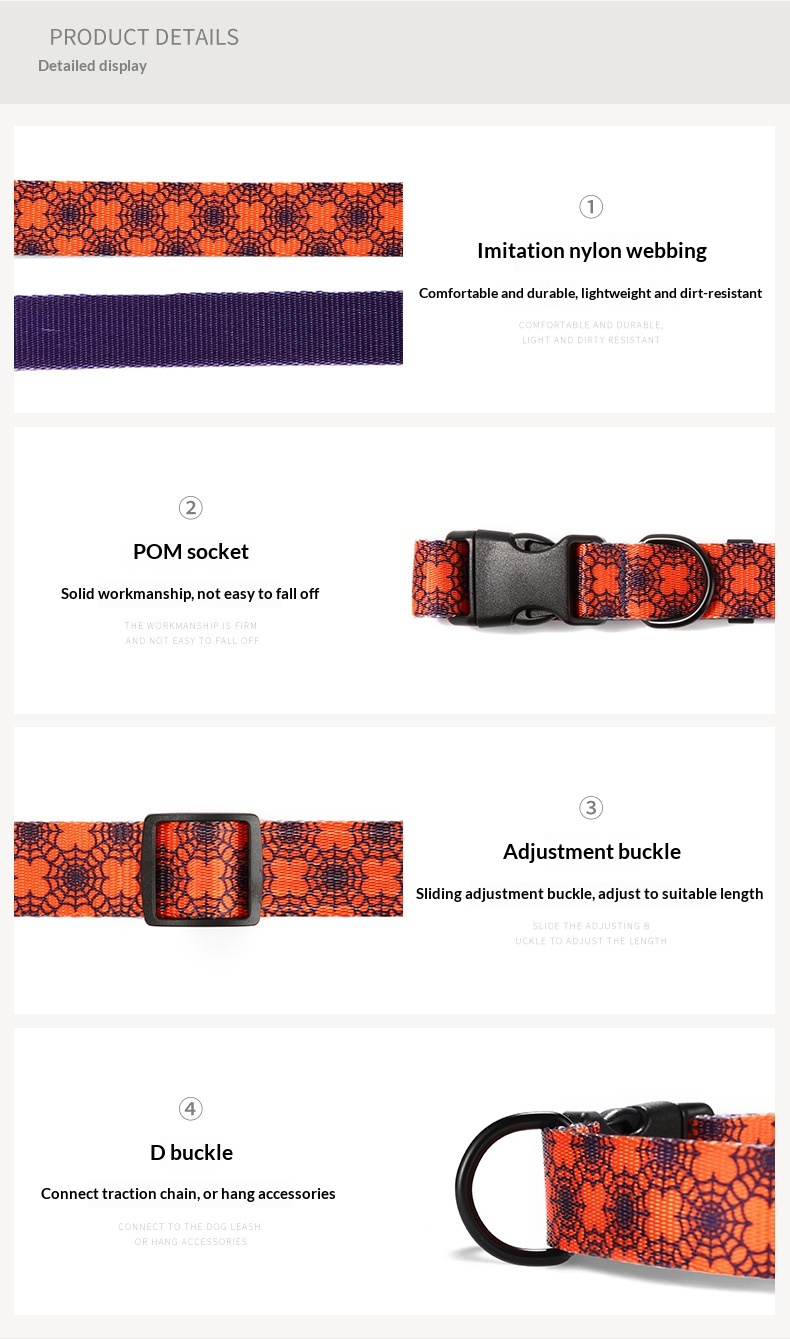 Comfortable Nylon-imitation Pet Dog Collar And Leash detail photo 4