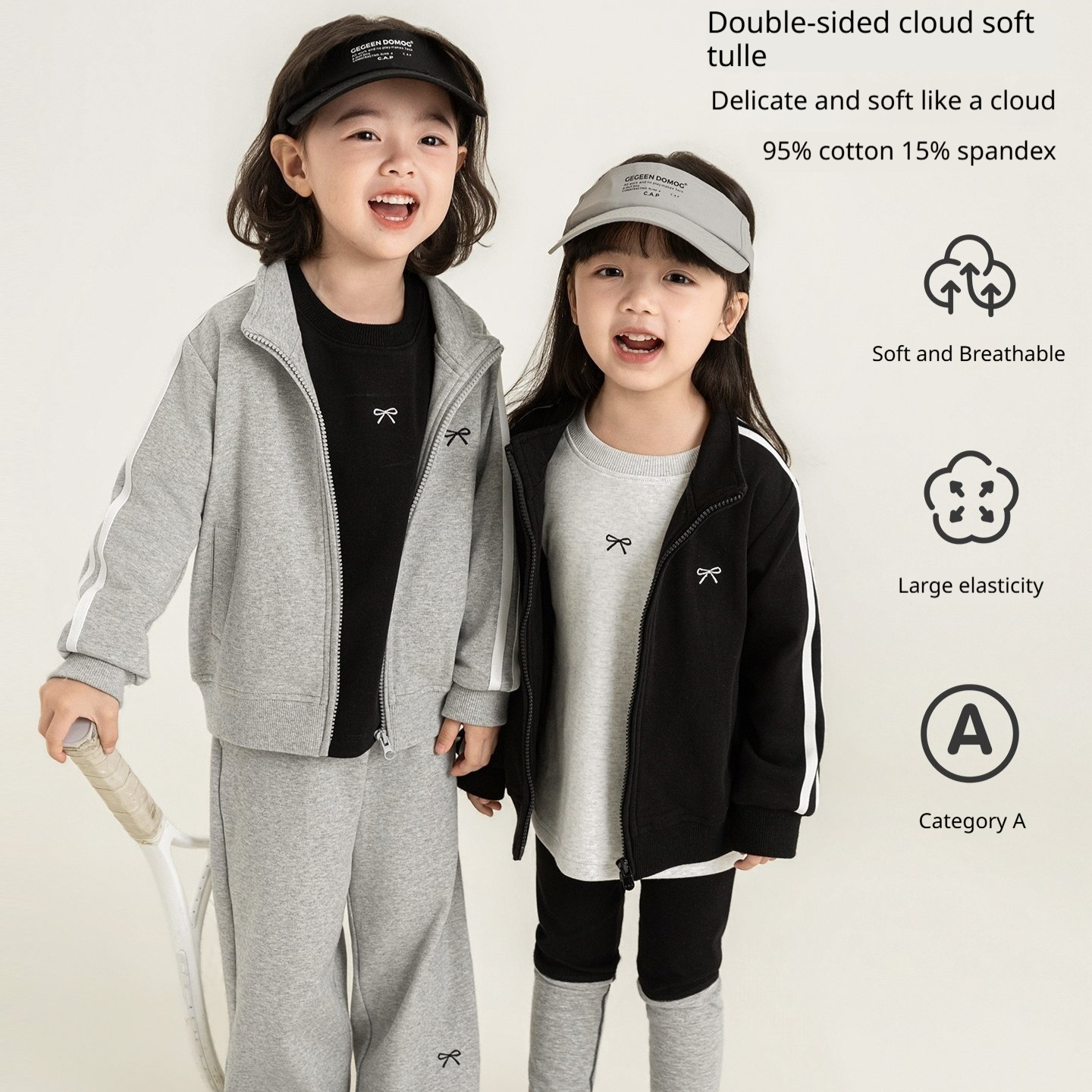 Children's Bow-Tie Embroidered Jacket Casual Sports Set — image 1