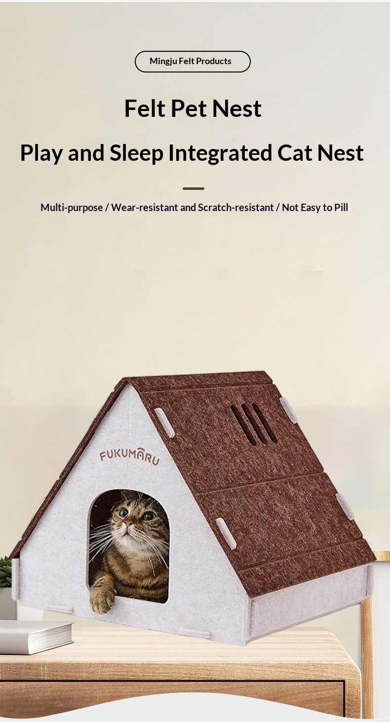 Cat Bed, Felt Pet Bed, New-style Small House Cat Bed, Tent detail photo 12