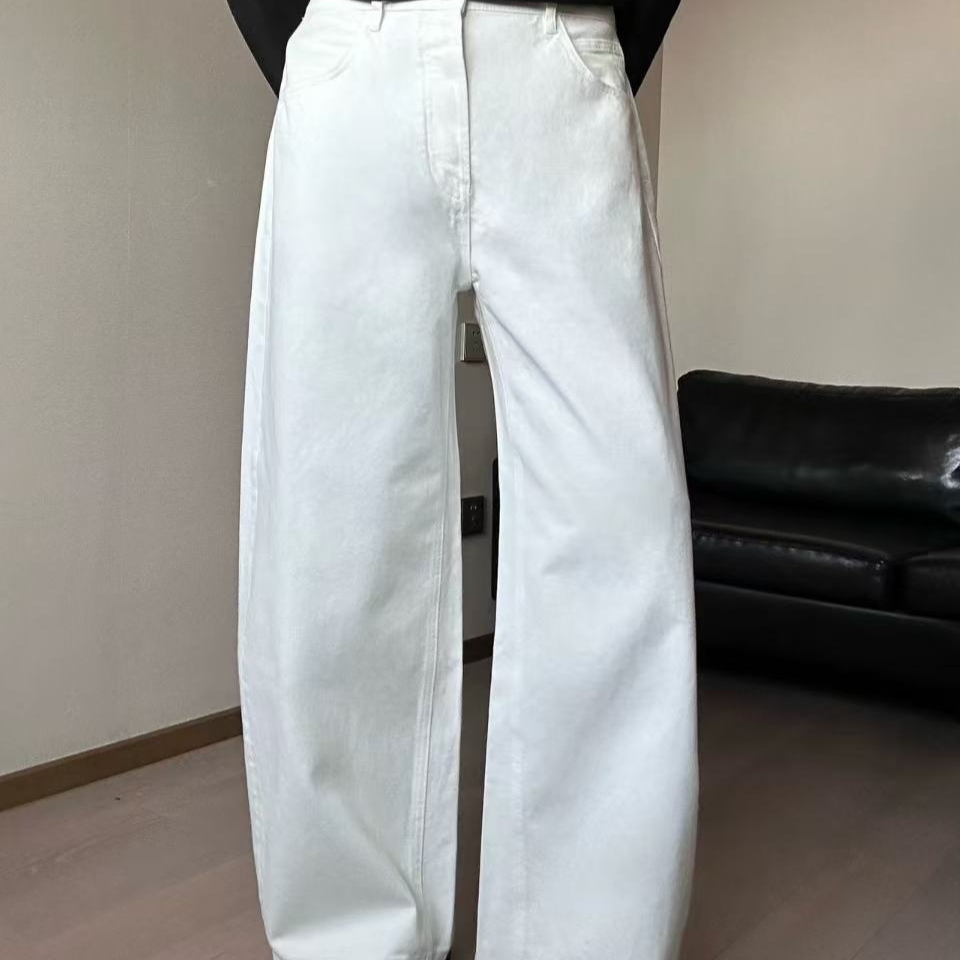 American-style Straight-leg White Relaxed-fit Casual Pants