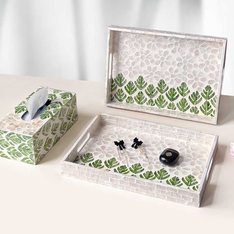 Shell-shaped Rectangular Tea Set Storage Tray