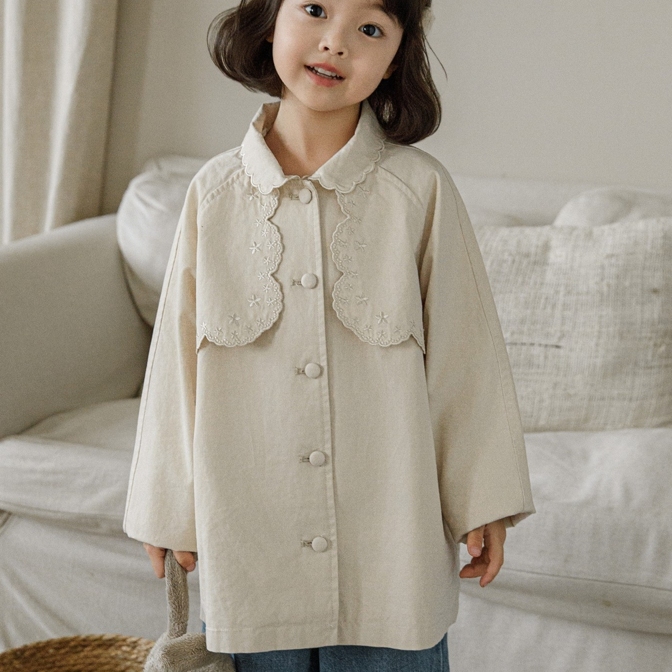 Girls' Embroidered Lace Windbreaker Coat — image 1