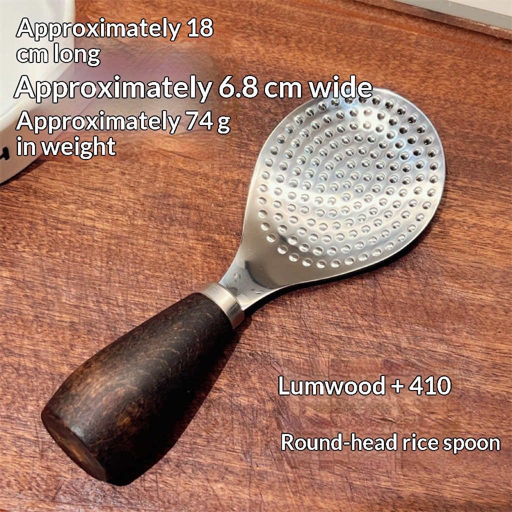 304 Stainless Steel Rice Spoon With A Stand-up Wooden Handle