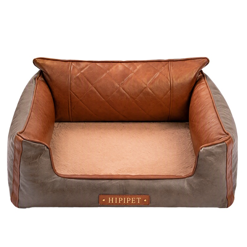 Pet Bed With A Leather Backrest Dog And Cat Sofa-style Bed