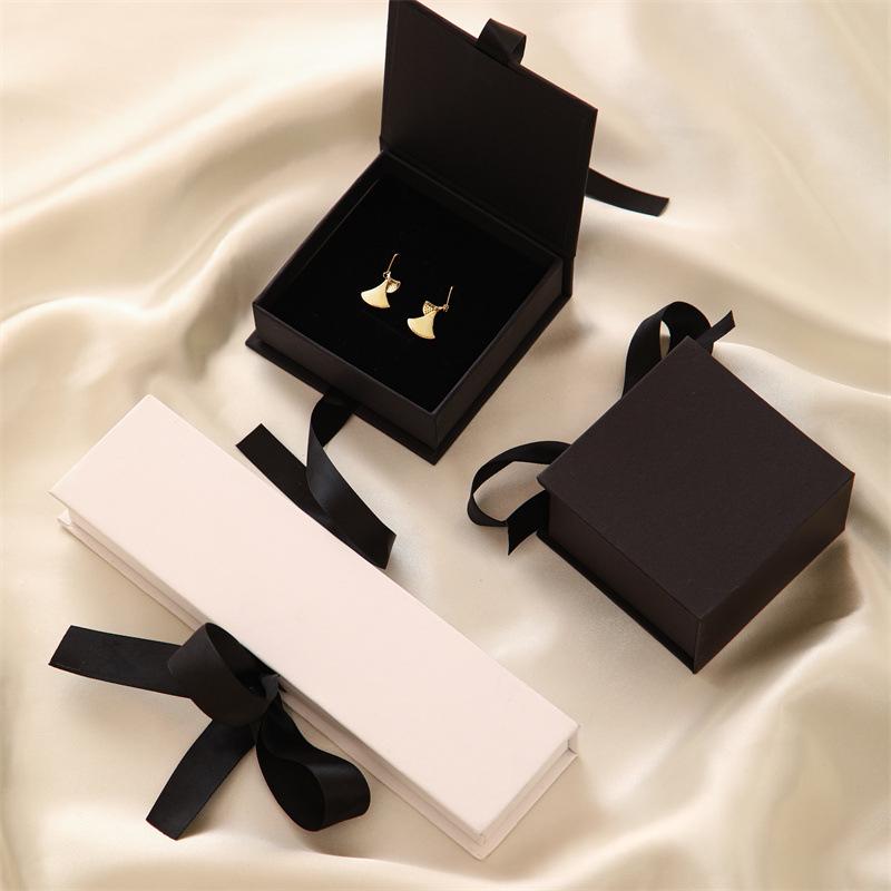 Ribbon-flap Box For Jewelry Packagingearring And Jewelry Boxes