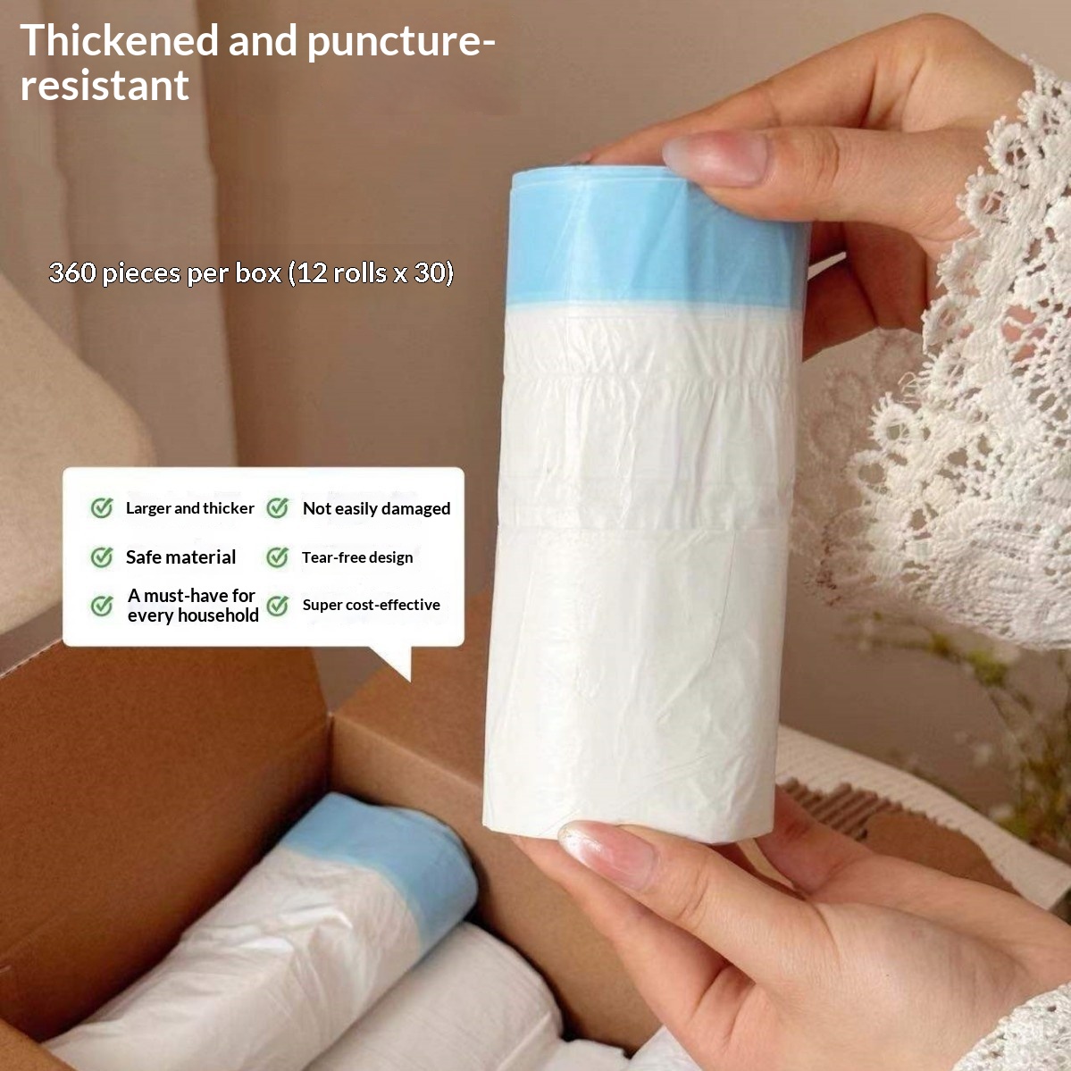 Drawstring-style Thick Leak-proof High-capacity Trash Bags