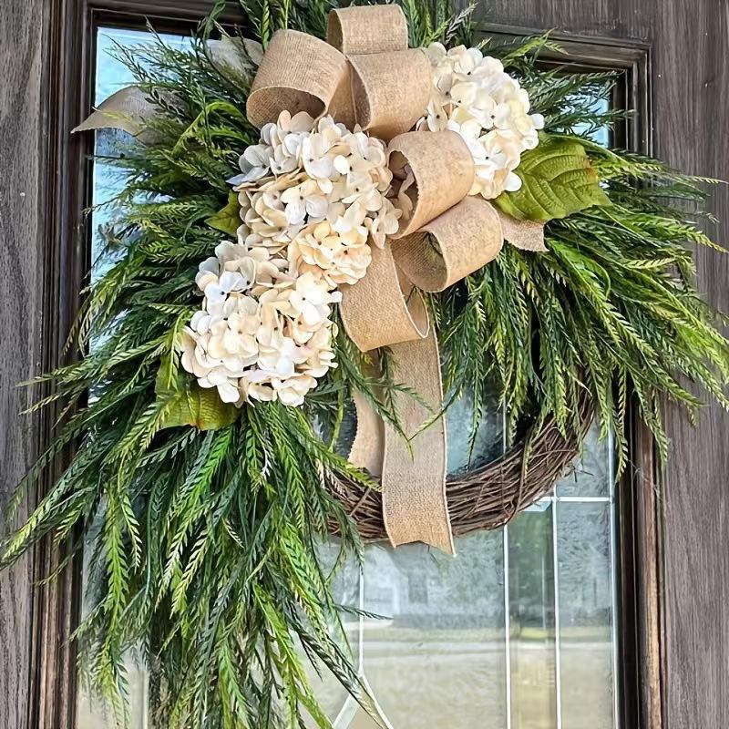 Pastoral-style Hydrangea Wreath Hanging Decoration