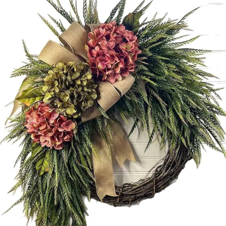 Pastoral-style Hydrangea Wreath Hanging Decoration