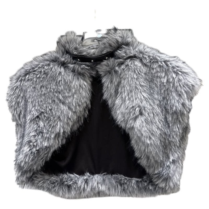 Buttoned Neck Artificial Fur Shawl Coat
