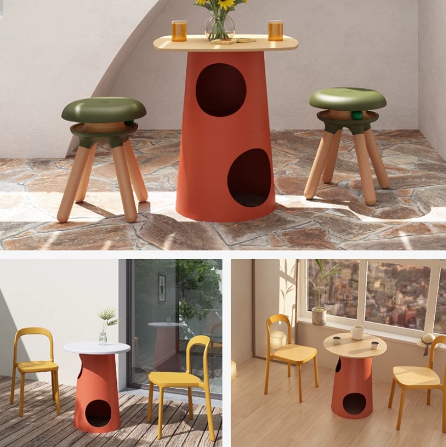 Shared Human-cat Furniture Stool And Cat Bed For Two Users Outdoor Use detail photo 3