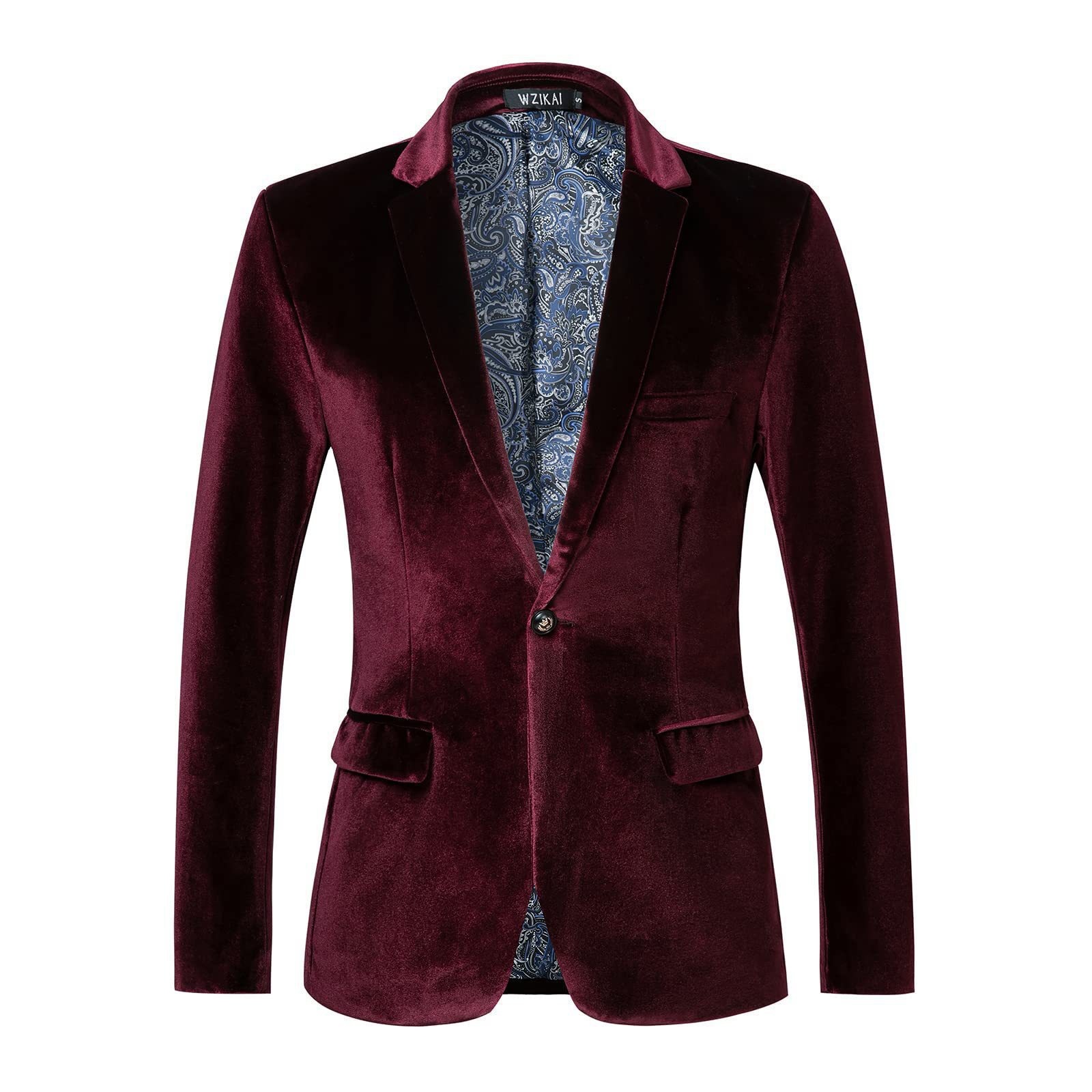 Remnant Men’s Velvet Occasion Blazer — Wine Red 1