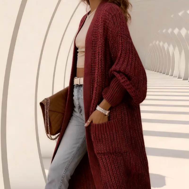 Long And Relaxed Style Cross-border Solid-color Sweater