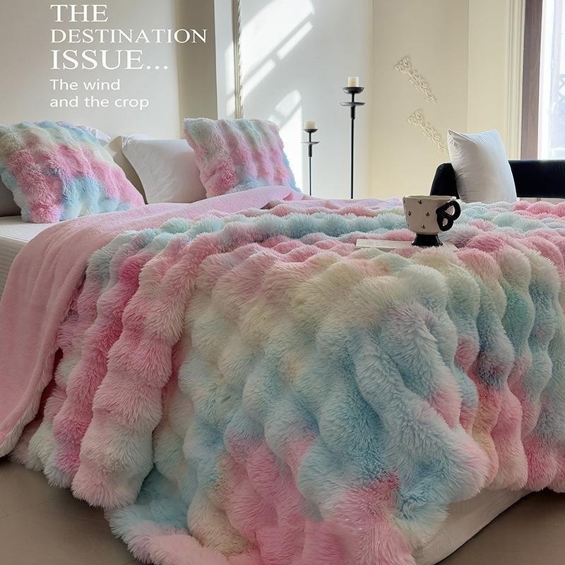 Polyester Carpet Rabbit Bubble Velvet Thickened Nap Blanket Quilt
