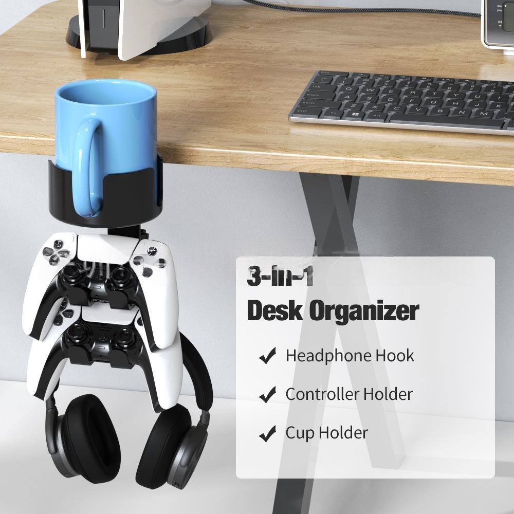 3-in-1 360-degree Headphone Stand And Cup Holder