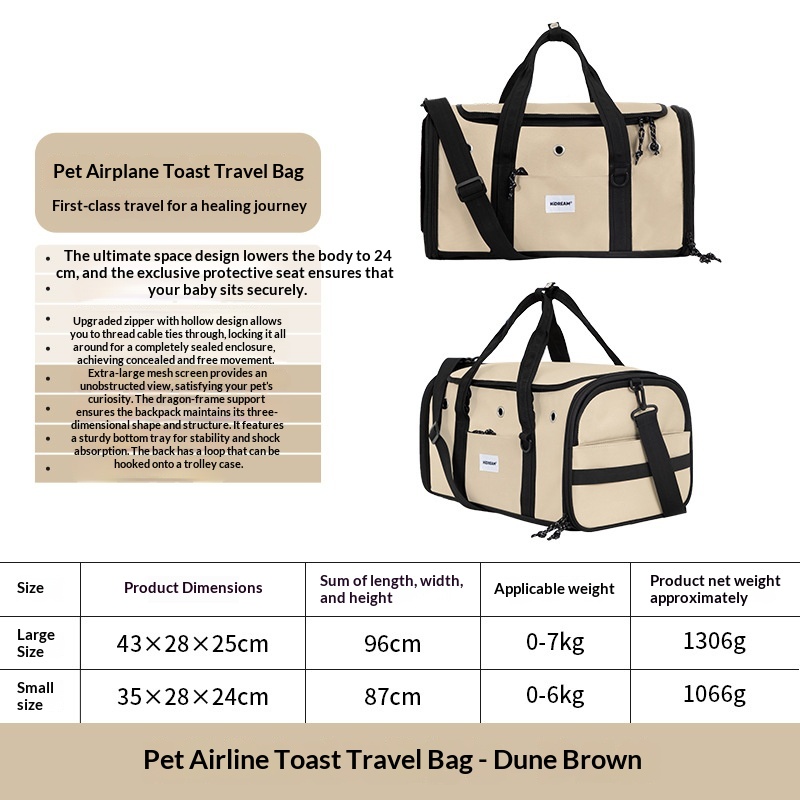 Portable Single-shoulder Handheld And Crossbody Pet Carrier For Cats - Portable Single-shoulder Handheld And Crossbody Pet Carrier For Cats Dune Brown S