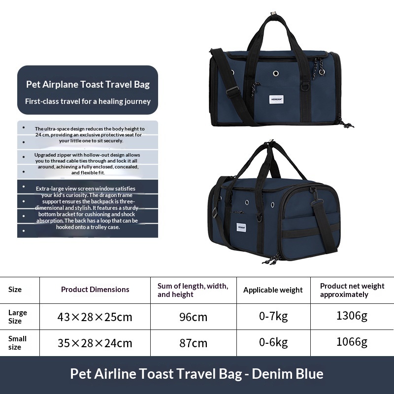 Portable Single-shoulder Handheld And Crossbody Pet Carrier For Cats - Portable Single-shoulder Handheld And Crossbody Pet Carrier For Cats Denim Blue S