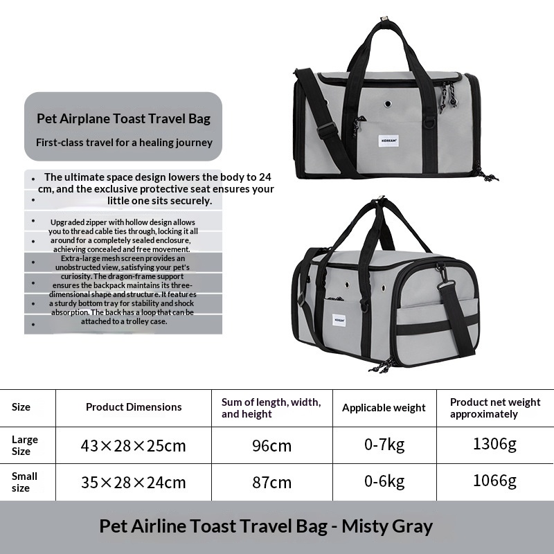 Portable Single-shoulder Handheld And Crossbody Pet Carrier For Cats - Portable Single-shoulder Handheld And Crossbody Pet Carrier For Cats Cloud Mist Gray L