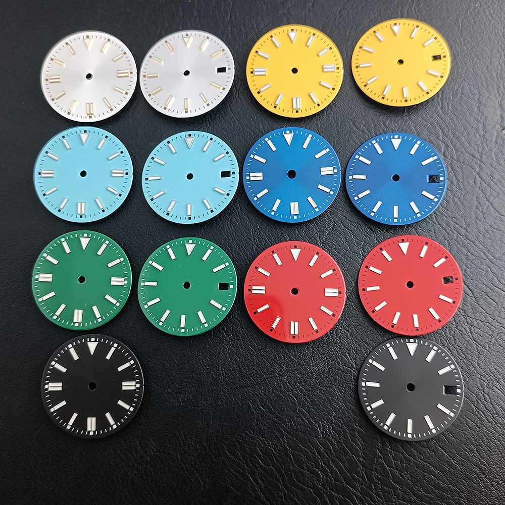 Watch Dial 285 Mm Sunburst Finish With Green Luminous Numerals Blue Face
