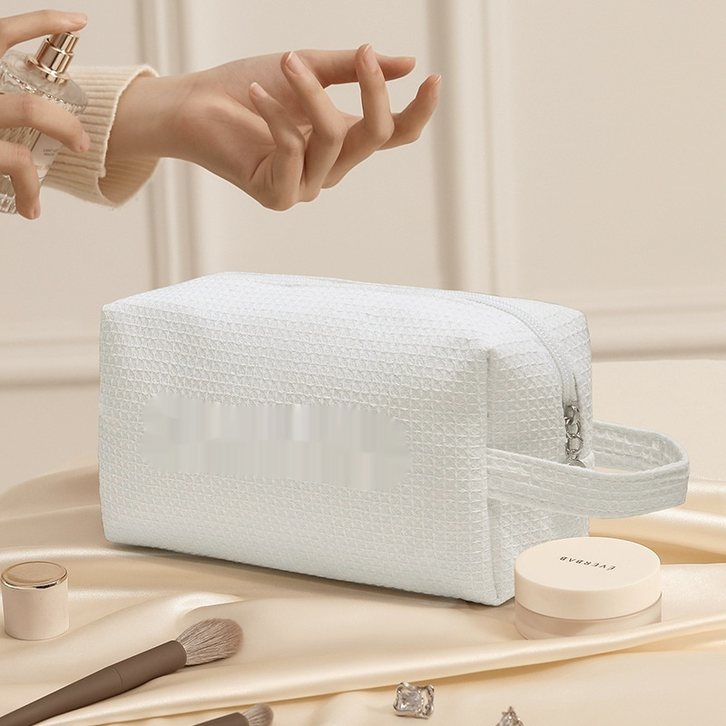 Custom Pure Cotton Waffle Fabric Makeup Bag