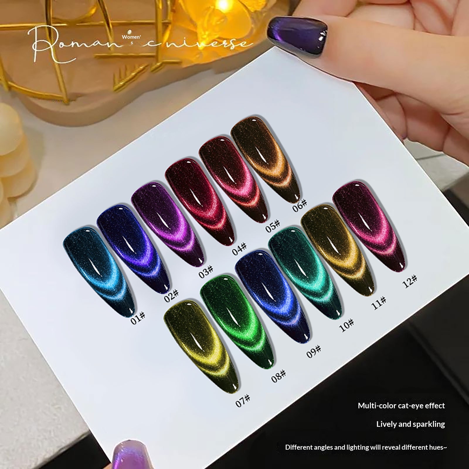 Black-Base Galaxy Dreamy Dual-Effect Magnetic Cat-Eye Gel Nail Polish Set
