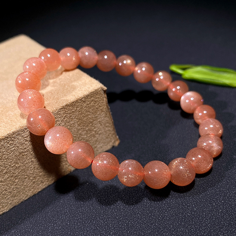 Natural Sunstone Orange Red Bead Bracelet
