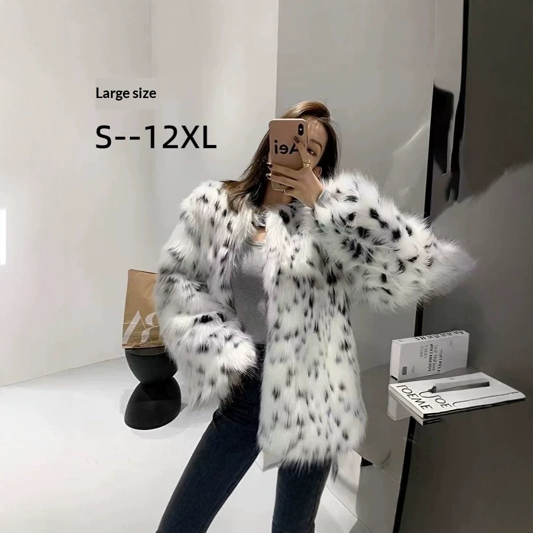 Mid-length Mink Cat Pattern Internet Celebrity Coat Fur