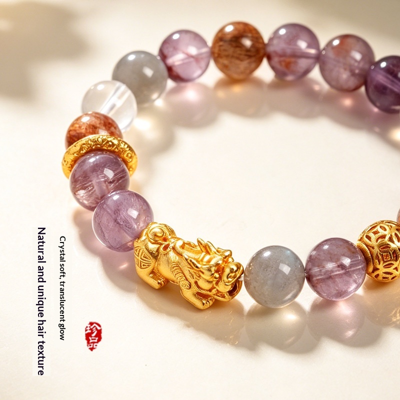 Natural Yellow Citrine Pixiu Bead Bracelet