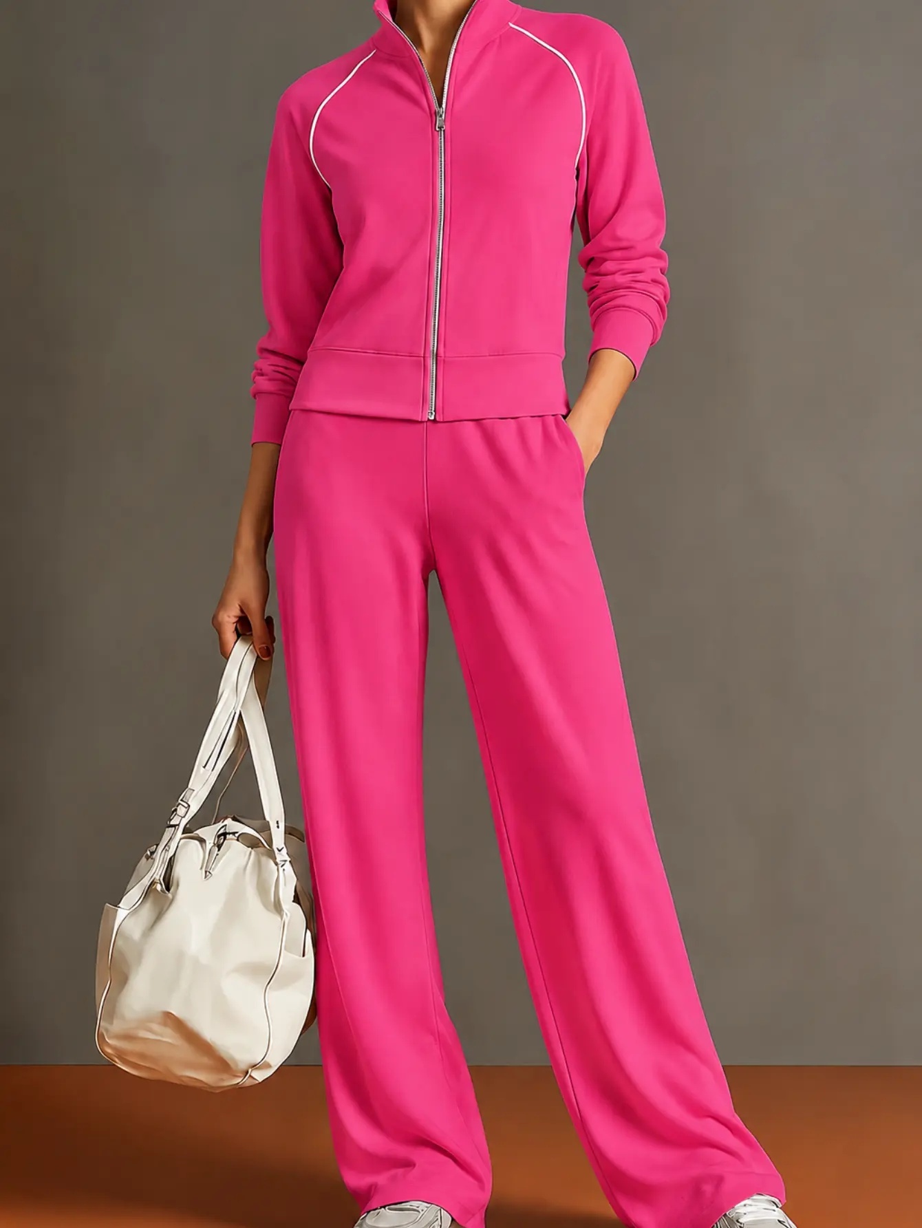 Detail view of women's casual two-piece set