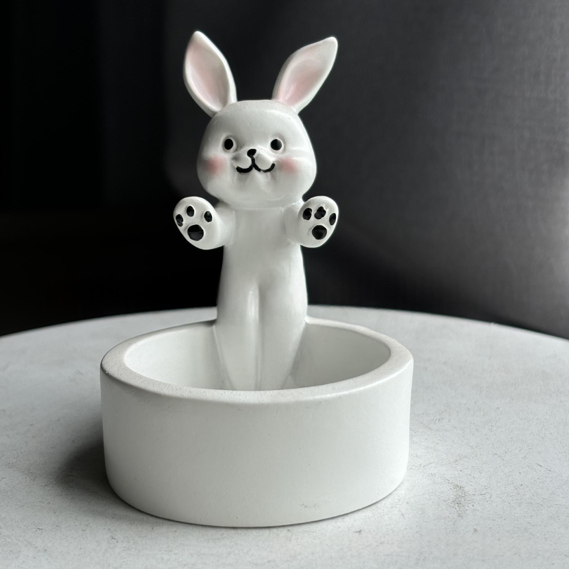 Cute Cartoon Cat And Puppy Resin Candle Holder Figurine Decoration