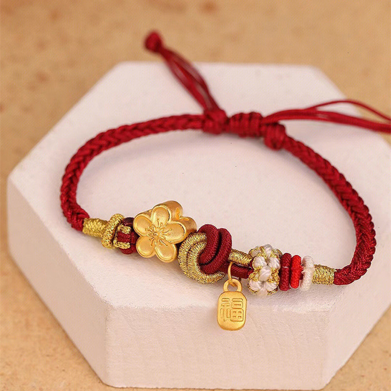 Red String Peach Blossom Lucky Charm Bracelet