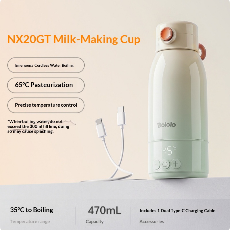 Portable Constant-temperature Water Bottle For Infants Allowing For Wireless Milk Preparation When Out