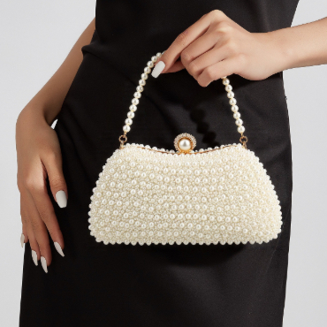Faux Pearl Evening Bag Womens Elegant Handbag For Banquets