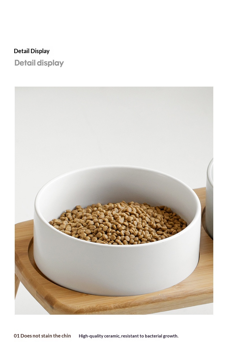 Ceramic Elevated Pet Bowl With Anti-Tip Design Double Bowls detail photo 5
