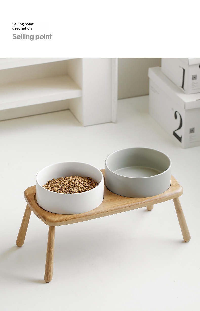 Ceramic Elevated Pet Bowl With Anti-Tip Design Double Bowls detail photo 7