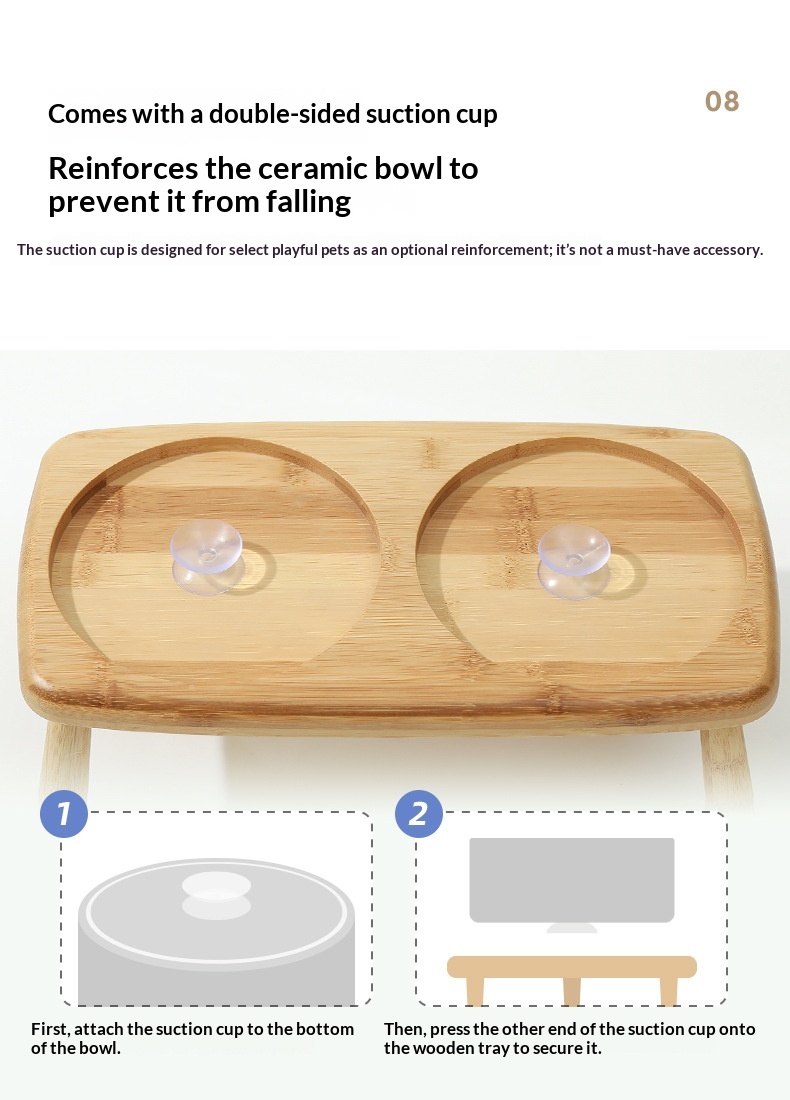 Ceramic Elevated Pet Bowl With Anti-Tip Design Double Bowls detail photo 2
