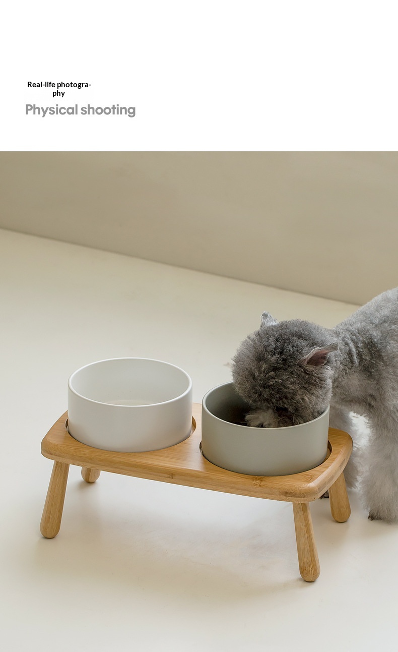 Ceramic Elevated Pet Bowl With Anti-Tip Design Double Bowls detail photo 8