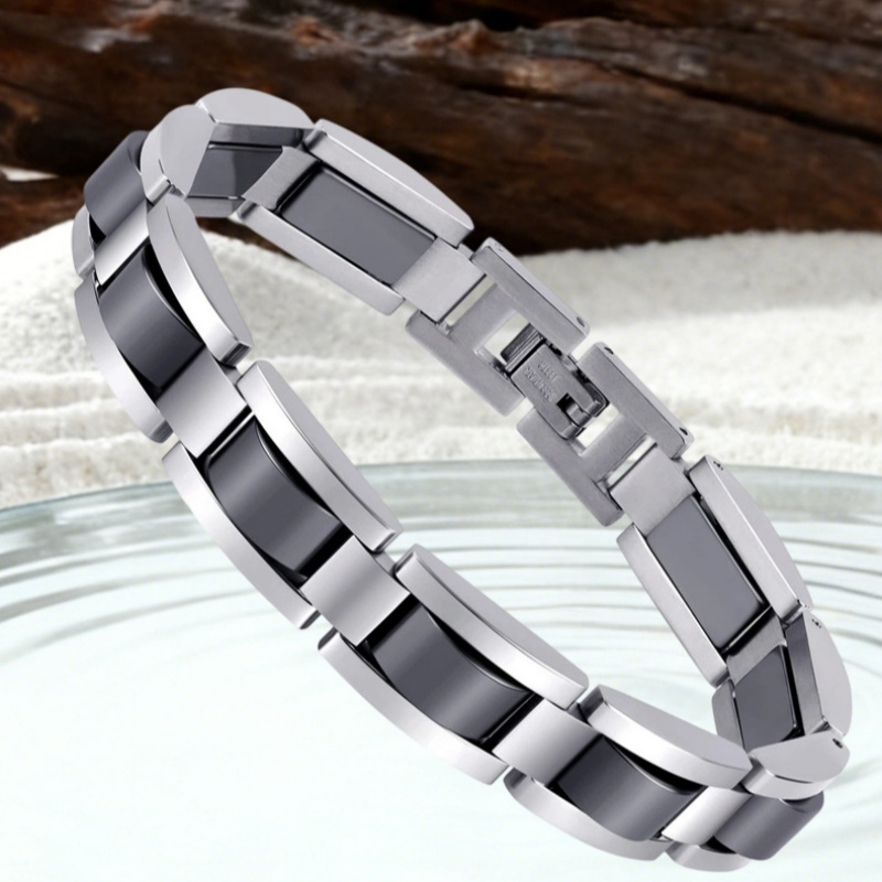 Single-row Black Hematite Magnetic Bracelet