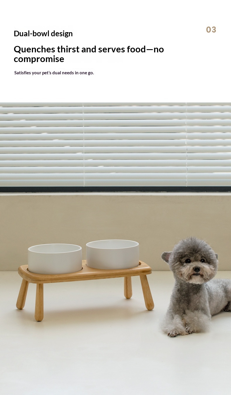 Ceramic Elevated Pet Bowl With Anti-Tip Design Double Bowls detail photo 6