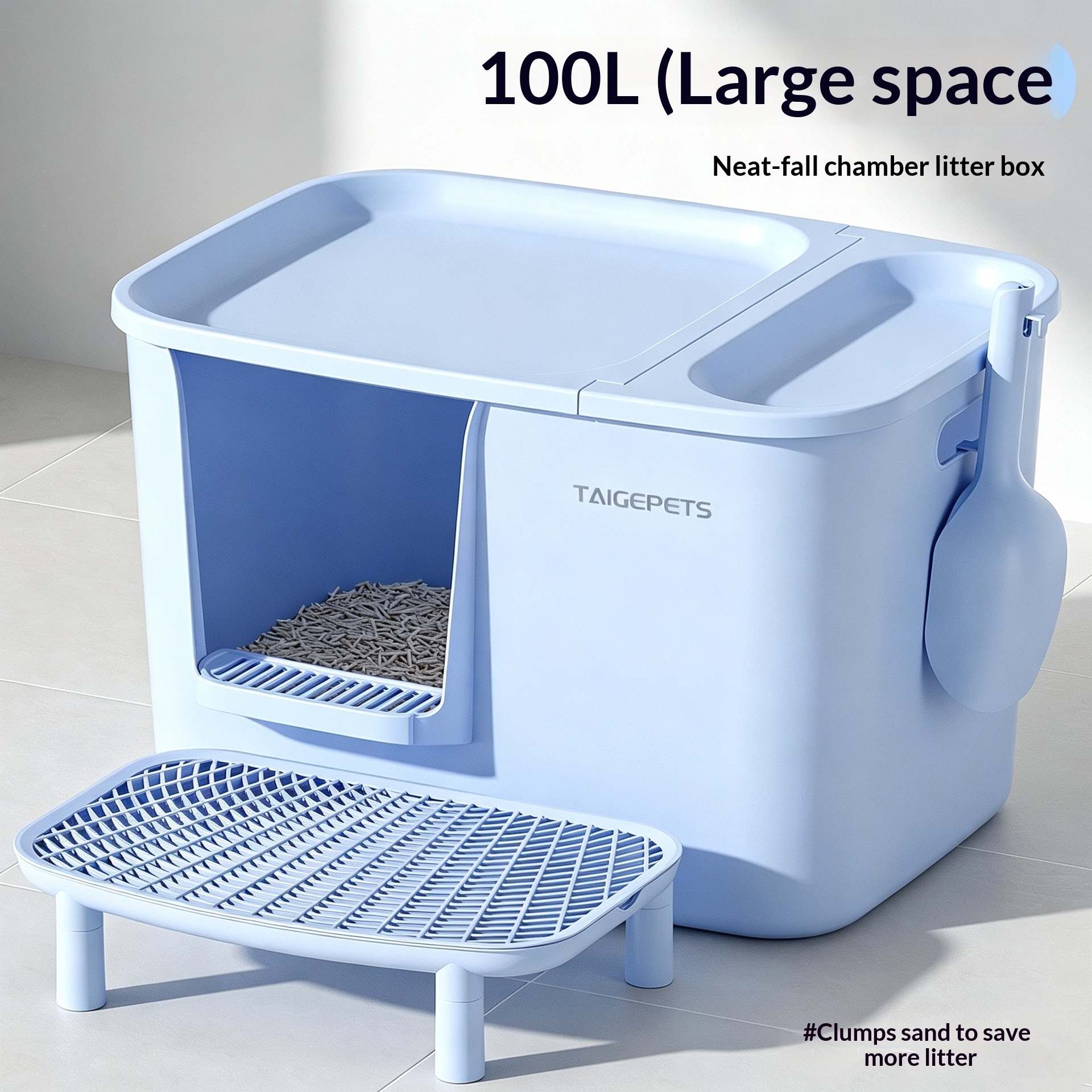 Extra-large Thickened Deepened Litter Box With Splash-proof Design