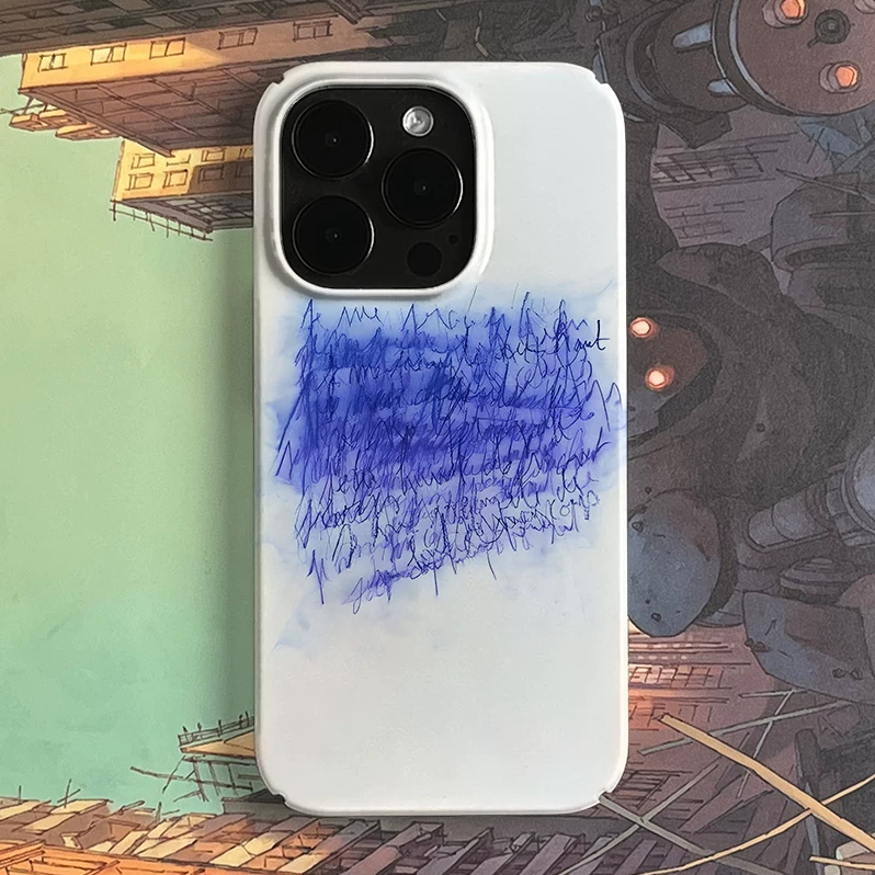 Blue Chaotic Handwriting Art Film Phone Case