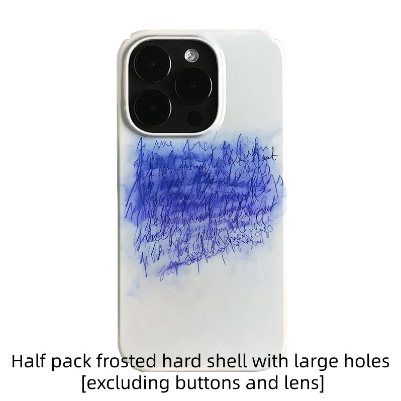 Caja de protección para teléfono con arte de escritura caótica azul