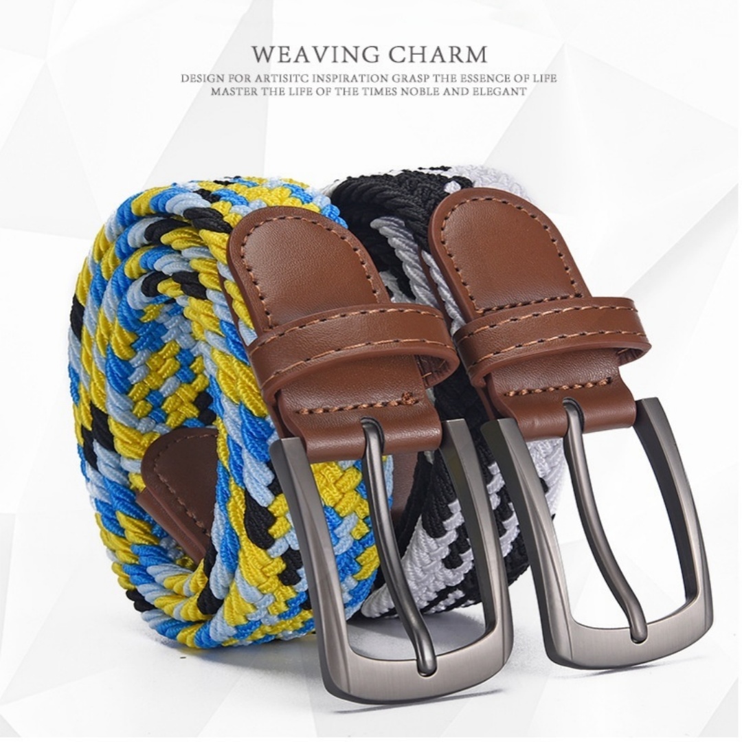 Men's Elastic Woven Belt, Tactical Casual Trouser Belt