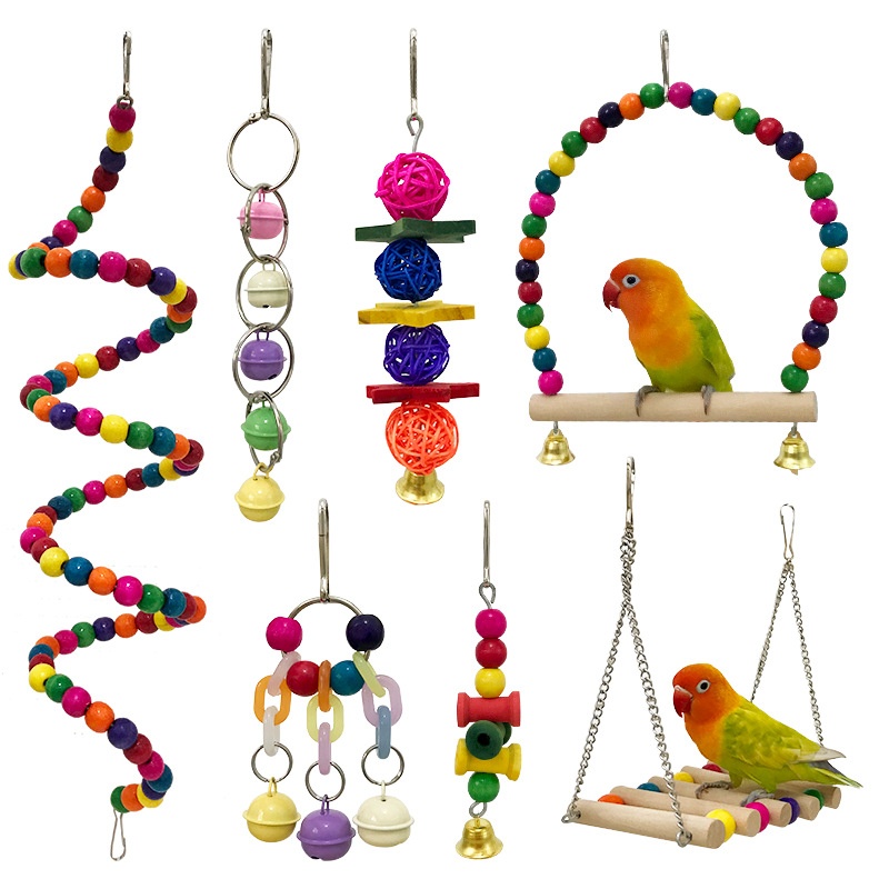 Parrot Toy Set Natural Wood Color detail photo 1