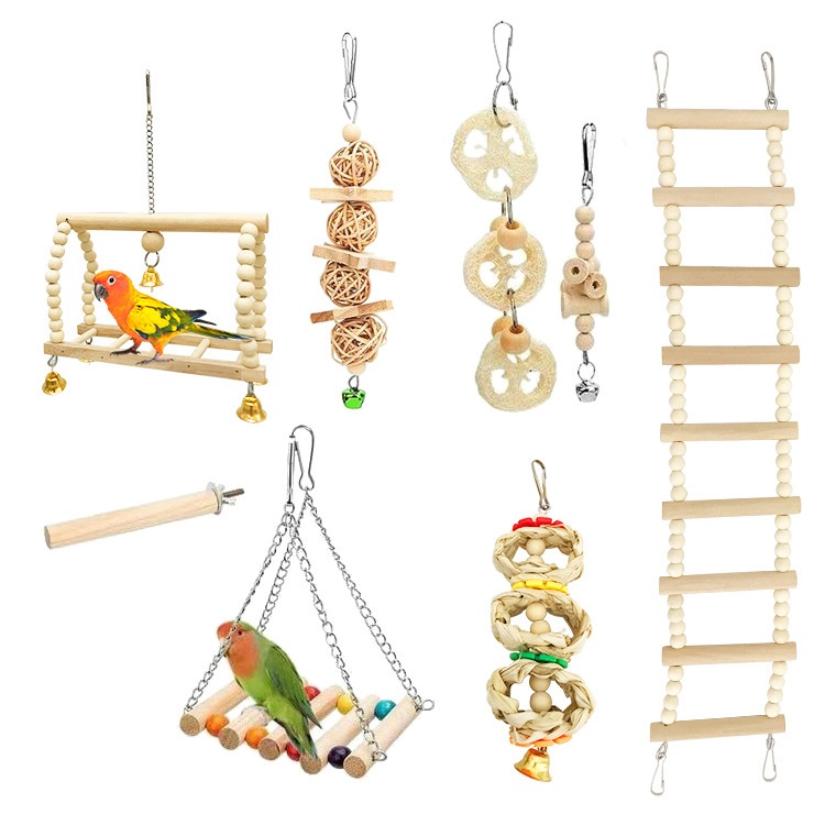 Parrot Toy Set Natural Wood Color detail photo 2