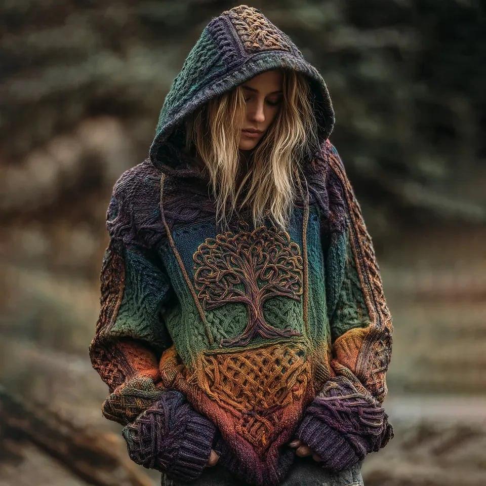 Loose-fitting Plus-size 3D-printed Hooded Sweatshirt Top